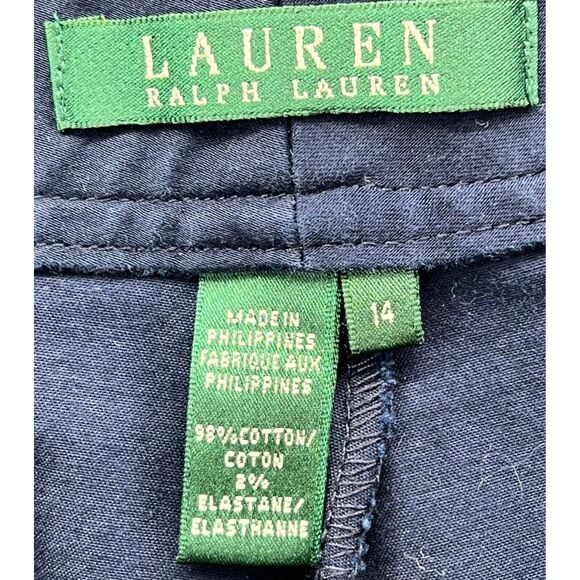 Ralph Lauren LRL Shorts Womens 14 Blue Chino Flat Front Pockets Stretch Nautical - Picture 9 of 12